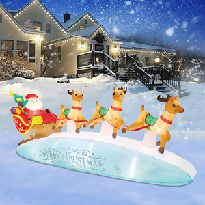 Traîneau de renne de Noël de style moderne sur mesure avec modèle de père noël à air <span class=keywords><strong>gonflable</strong></span> brillant pour la décoration d'événement et les cadeaux - Product Image 2