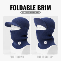 WRELS Masque facial tricoté d'hiver, cagoule, bonnet coupe-vent avec protection des oreilles, bonnet thermique à visière bec de canard