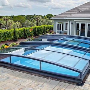 Venta directa de fábrica Cubierta de piscina de vidrio retráctil templado Techo telescópico transparente <span class=keywords><strong>para</strong></span> apartamento Parque Patio - Product Image 3