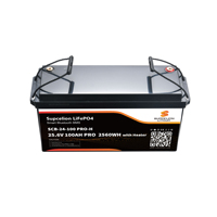 Surveillance Bluetooth haute capacité systèmes de stockage solaire hors réseau 24V 100Ah LiFePO4 batterie au lithium-ion prismatique avec chauffage