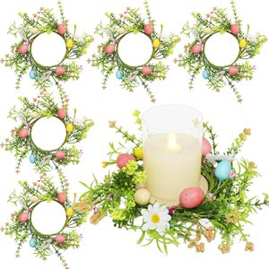 Decorative Wreath New Style Small Flower Spring <b>Candle</b> Ring Easter Egg Garland Valentine's Day Home Decoration High Quality Foam - Product Image 2