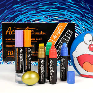 Vente en gros, marqueurs acryliques avec <span class=keywords><strong>grande</strong></span> tête, graffiti, 15mm, pointes feutre, stylos à peinture acrylique pour toile, fenêtre - Product Image 6