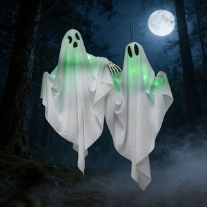 Fantasma Luminoso de Halloween y Pascua, Pequeño, Colgante, con Luz Verde, Multiexpresión, Decoración para Exteriores, Patio, Parque de Atracciones - Product Image 4