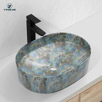 Lavabo de salle de bain en pierre artificielle à motif quartzite