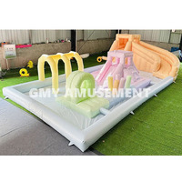 Toboggan aquatique commercial gonflable arc-en-ciel pastel au prix de gros