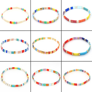 Vintage Ethnic Japanese Tila Beads Charm <b>Bracelet</b> for Women European American Bohemian Style <b>Cute</b> Elastic Beaded for Gift - Product Image 3