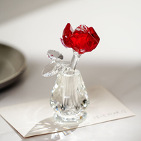 Bouquet de roses en cristal transparent fait à la main, figurine romantique, cadeaux floraux pour femme, maman, anniversaire, mariage