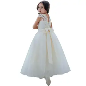 Vestido de encaje bordado para niña, vestido de encaje elegante, diseño de princesa, para boda, primera comunión