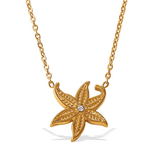 Collier pendentif étoile de mer en acier inoxydable plaqué or 18 carats, bijoux de mode pour tous les jours - Product Image 5