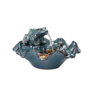Fontaine d'eau d'intérieur en céramique avec grenouille et feuille de lotus, avec <span class=keywords><strong>galets</strong></span> de rivière, pour la décoration zen de la maison et du jardin, ornement de relaxation pour table - Product Image 1