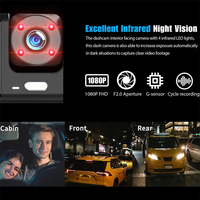 AD-369 3 caméras objectif 3 pouces voiture boîte noire G-sensor WiFi Dash Cam HD 1080P avec image de recul Parking enregistreur vidéo à double objectif