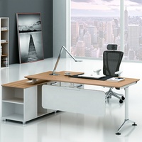 Bureau de direction avec plateau en MDF et structure en alliage d'aluminium, avec armoire de classement latérale