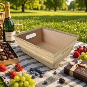 Panier de rangement en carton personnalisé en bois pour fruits, plateau de présentation pour emballages cadeaux, panier cadeau vide en carton - Product Image 2