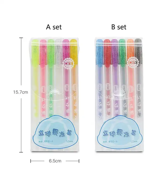 3D Jelly Pen Set, 6 Colors 3D Glossy Jelly Pens, Assorted Colors Gel Ink  Pens for DIY Painting Drawing Coloring, Suitable on Glass Plastic 