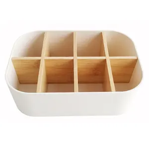 Eco-friendly bamboo fiber remote storage box with bamboo division