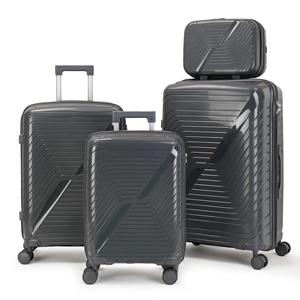 Ensemble de 4 valises rigides en PP, motif élégant en forme de Z, rose blush, roulettes pivotantes, valise de voyage légère pour femmes - Product Image 5