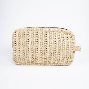 ISO BSCI Factory Sale Fashionable Large Vacation <b>Cosmetic</b> Bag Woven Straw Material Zipper Closure Logo Pattern Makeup <b>Storage</b> - Product Image 1