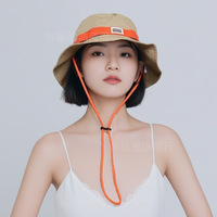 Chapeau Bob Yama Style Bicolore avec Cordon de Serrage, Chapeau de Soleil Respirant pour Randonnée en Plein Air, Style Gorpcore, Casquette de Camping