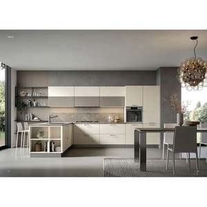 Factory Price Modern Simple Italian New Design <b>Wood</b> Kitchen Cabinets Shaker Kitchen Furniture with Quartz Island - Product Image 4