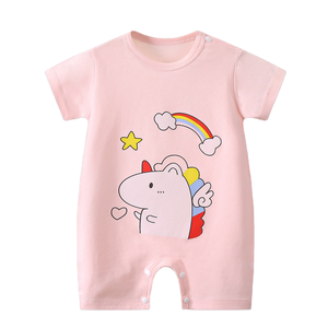 Mamelucos de bebé de manga corta de algodón orgánico, mono de bebé al por mayor para niños y niñas, tela de punto, ropa infantil de verano - Product Image 1