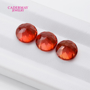 Cadermay Padparadscha Orange Red Round Lab Created Corundum Gemstone For Jewelry Making - Product Image 2