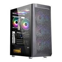 Kabinet pc strip ARGB efektif, casing gaming komputer pendingin, casing ABS plastik atx