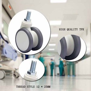 Roulettes pivotantes médicales en polyuréthane, silencieuses, filetées, 5 pouces, 12*<span class=keywords><strong>25mm</strong></span>, diamètre de roue 125mm, roulettes universelles pour mobilier médical - Product Image 4