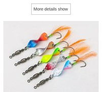 Leurre de pêche métallique queue de coq, spinner rotatif avec plumes pour la pêche en mer, en bateau, pour le bar, le luciole et plus encore