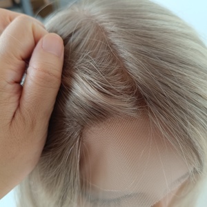 Wig Medis Rambut Asli Manusia 100% Grosir Pabrik, HD Lace Front Tanpa Lem, Silk Base, Ukuran Rata-Rata, Warna Pirang Abu - Product Image 4
