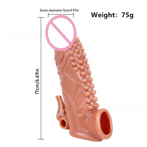 Condón Reutilizable Texturizado con Cuentas, Extensor <span class=keywords><strong>de</strong></span> Pene, Funda para Pene, Anillo para Pene, Dildo, Juguetes Sexuales para Hombres - Product Image 6