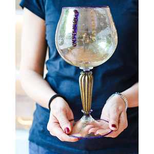 Vase à fleurs en bois soufflé à la main Bennyudine Gabbiani, design moderne avec or pur et bulles, pour mariage - Product Image 5