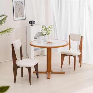 Sedia da Pranzo in Legno Massello Stile Nordico Moderno Vintage, Design Wabi Sabi, Imbottita, Arredamento di Lusso Leggero per Casa e Locali Commerciali - Product Image 3