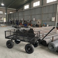 Chariot utilitaire pliable à 4 roues en acier argenté FY avec poignée en D pour usage extérieur, garantie OEM d'un an