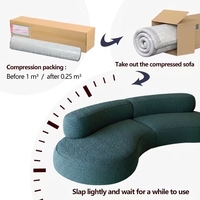 Ensemble de canapés modernes en forme de pouf incurvé, compressés et extensibles, garnis d'éponge, avec fauteuil d'appoint pour usage hôtelier