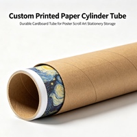 Tube cylindrique en papier kraft imprimé sur mesure, tube en carton durable, pour affiches, rouleaux d'art, papeterie, avec fenêtre en PVC