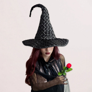 Chapeau de sorcière Luling Yaoyao, taille unique, noir, tissé, pour fête costumée d'Halloween - Product Image 2