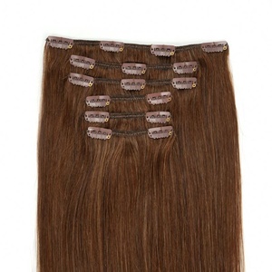 Extensions de cheveux humains à clips, cheveux russes vierges bruts 12A, cuticules alignées, 100% Remy, double trame machine, pour dropshipping - Product Image 5