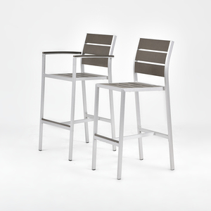 Taburetes <span class=keywords><strong>de</strong></span> <span class=keywords><strong>bar</strong></span> modernos minimalistas <span class=keywords><strong>de</strong></span> aluminio para exteriores, impermeables y resistentes al moho, con reposabrazos, para <span class=keywords><strong>bar</strong></span>, restaurante al aire libre. - Product Image 4