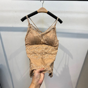 Chaleco cálido de estilo uniforme con base gruesa y diseño de pedrería, para mujer, largo, con tirantes, de encaje y terciopelo, con <span class=keywords><strong>espalda</strong></span> hermosa y diseño Pure Desire - Product Image 1