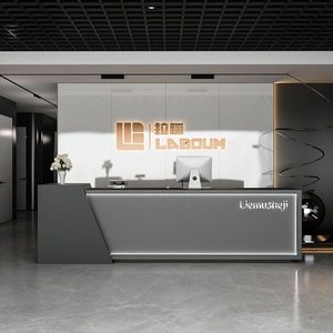 Bancone Reception in Legno MDF Personalizzabile, Stile Moderno Minimalista di Lusso Leggero per Ufficio, Hotel, Sala Piscina, Bar, Centro Estetico, Ristorante, Spa, Centro Commerciale - Product Image 3