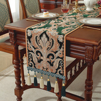 Chemin de table rétro en chenille jacquard noir imperméable et résistant à l'usure Summer Anne's