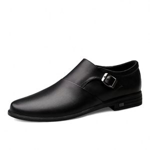 Chaussures en cuir de luxe haut de gamme pour hommes, style britannique, bout blanc, respirantes, antidérapantes, à lacets, pour le bureau et la carrière, pour jeunes - Product Image 1