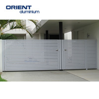 Guangdong Luxueux Grande Maison Gril Avant Coulissant Composé Mur Limite Porte En Aluminium Conception Clôture Portes Avec Lumière