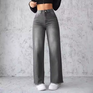 Vaqueros cargo rectos casuales de talla grande para mujer, de cintura alta, de mezclilla transpirable, estilo holgado, con bordado de dibujos animados y agujeros - Product Image 3