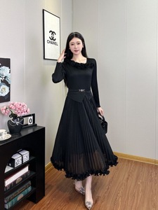 Высокое качество, прямые продажи с фабрики, Miyake, простые модные женские платья с длинным рукавом с поясом, элегантные свободные однотонные женские повседневные платья - Product Image 4