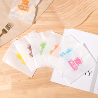 Sac à pain jetable en papier coton imprimé Kawaii semi-transparent, thermoscellé sur 4 côtés, avec bord dentelé, anti-poussière, sûr pour les aliments, vente en gros OEM