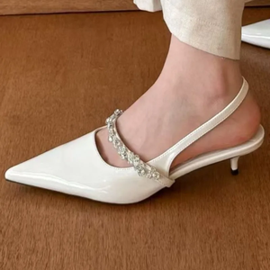 2025 nuevas sandalias puntiagudas sexis de diseñador de marca de verano cómodas Sandalias de tacón medio sin cordones para mujer tacones altos de oficina ligeros - Product Image 1