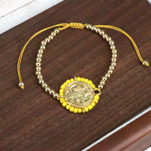 Nouveau bracelet réglable en perles Miyuki colorées, plaqué or, avec motif religieux Saint Benoît, pour femmes et hommes - Product Image 4