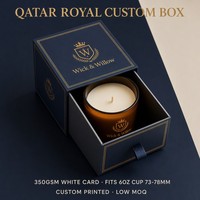 Kotak Lilin Kustom Qatar Royal dari Karton Putih dengan Kemasan Foil Emas Biru Tua untuk Lilin Kedelai, MOQ Rendah, Kotak Drawer
