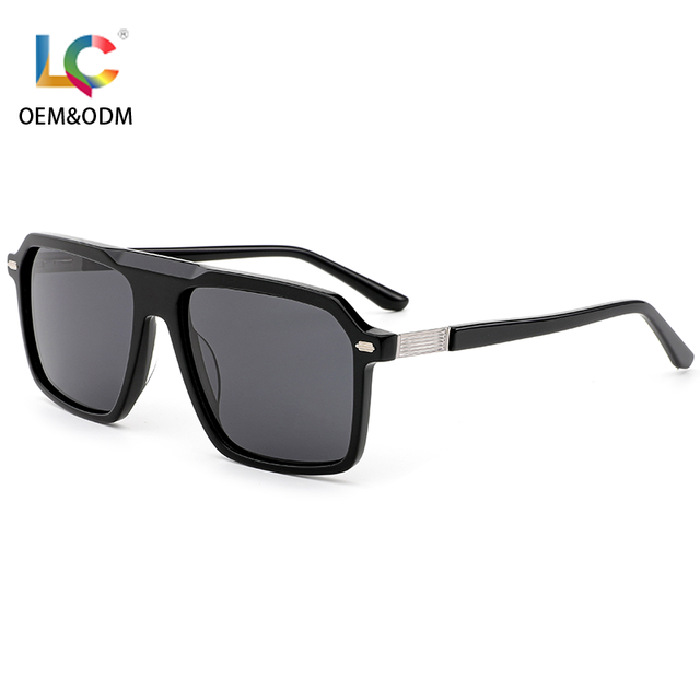 Wholesale Custom Logo Gafas De Sol De Lujo Driving Aviation Metal Shades With Vintage Acetate Big Square Frame Sunglasses UV400